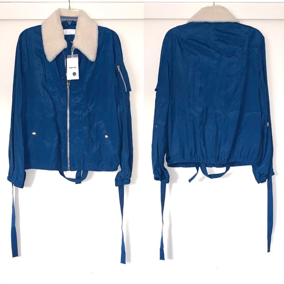 Helmut Lang Genuine Shearling Collar Bomber Jacket - Picture 5 of 12